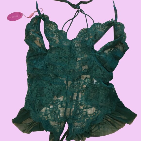 One Piece Criss-Cross Backless Mini Babydoll Teddy Lingerie with Cut Out - Picture 3 of 6